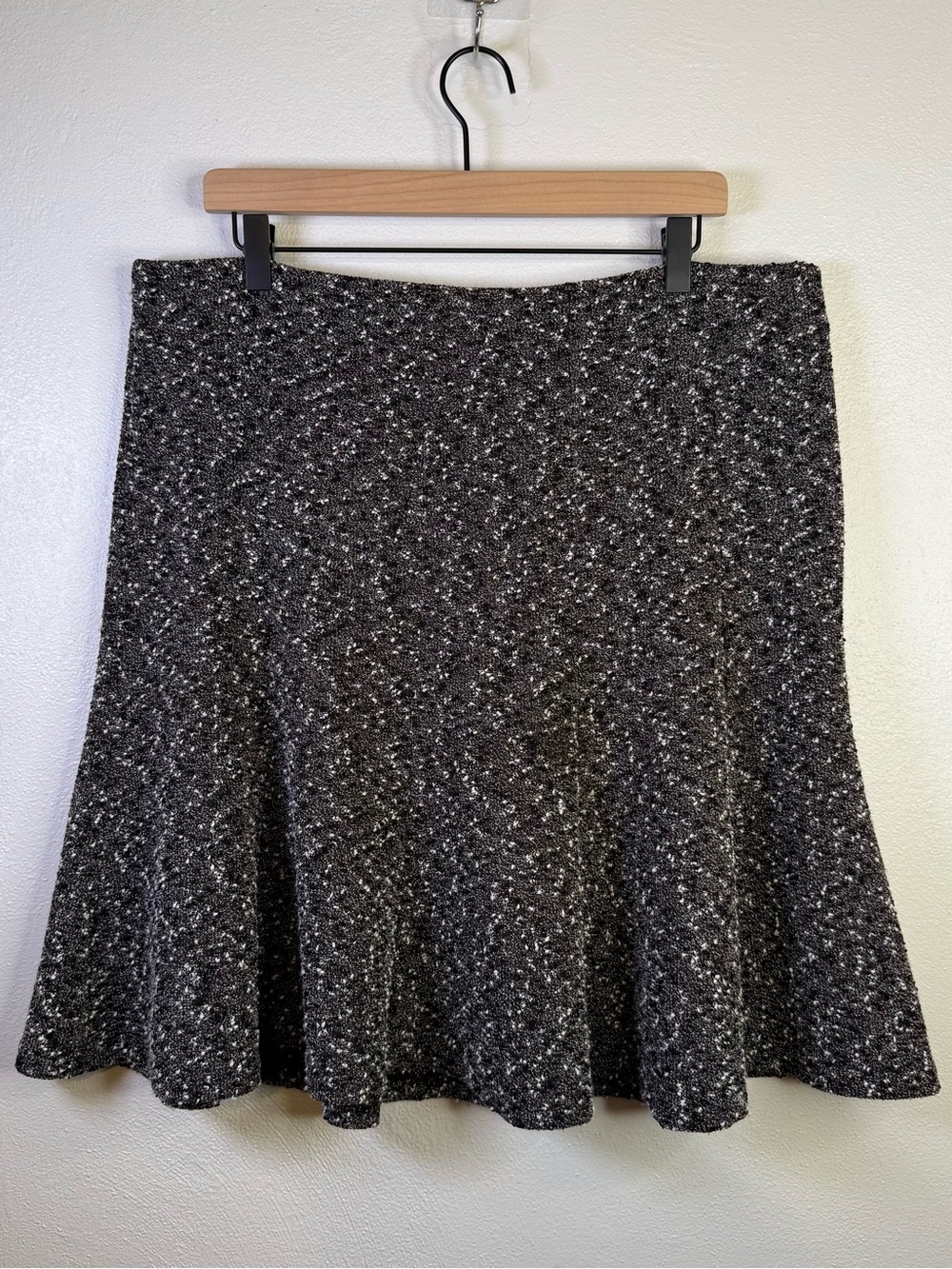 Cynthia Rowley Black & White Boucle Knit Ruffle Tweed Flared Midi Skirt Size 14